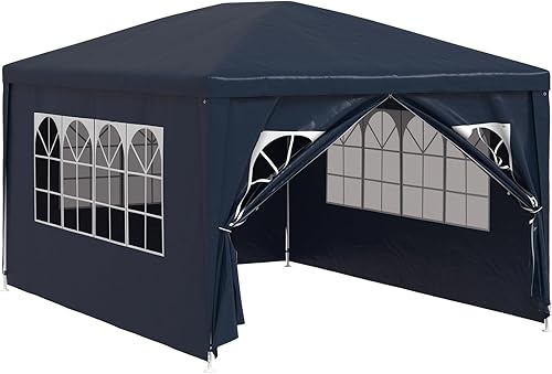 Vista 10 de vidaXL Tienda de campaña para fiestas al aire libre, 9 pies 10 pulgadas x 9 pies 10 pulgadas, resistente a los rayos UV y al agua, carpa de jardín