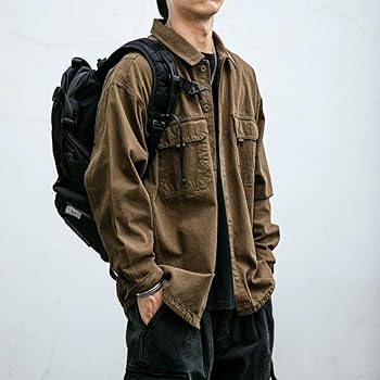 Amazon.com: Vintage Japanese Style Washed Work Shirt for Men