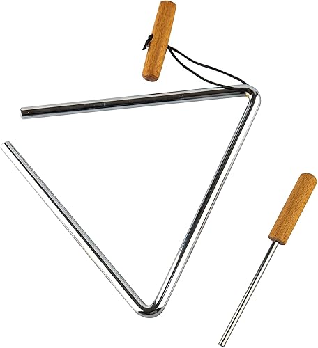 Musfunny Triángulo de percusión manual con percutor, triángulos de acero de ritmo instrumento musical (20.32 cm)
