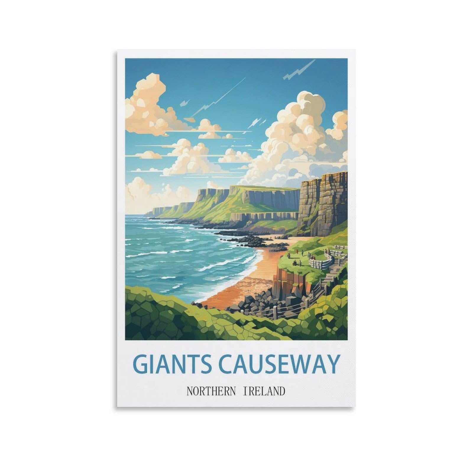 Ezmlfa S154 5D Diamond Art Kits For Beginner,Giant's Causeway Northern Ireland,Diamond Art Kits Gem Cross Stitch Easy Kits For Beginner Crystal Art Crafts Home Wall Decor 50X60cm