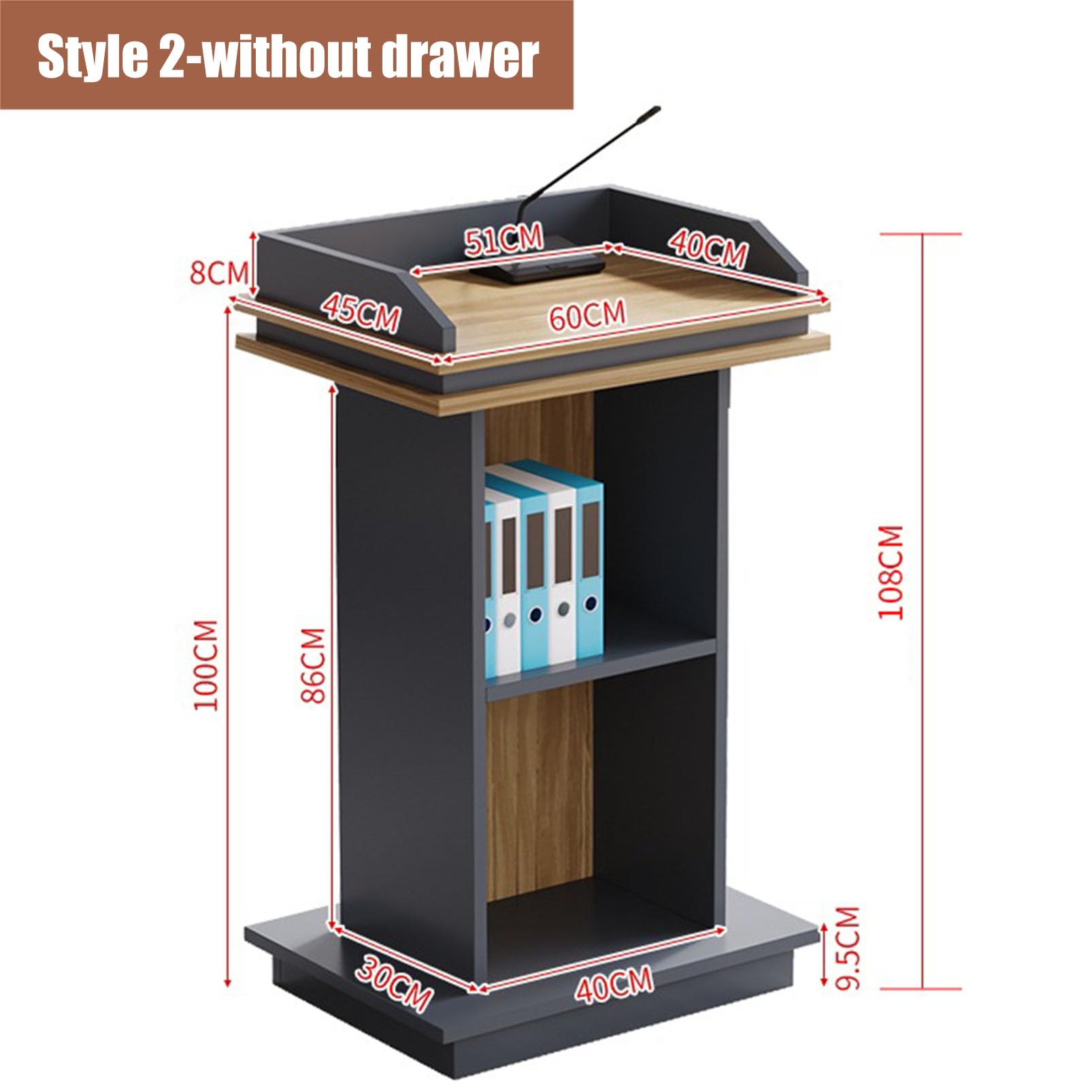 Podio in legno con ripiano portaoggetti – Leggio professionale per presentazioni, eventi, chiese, scuola, matrimoni, ristoranti, concerti, portatile e dal design elegante