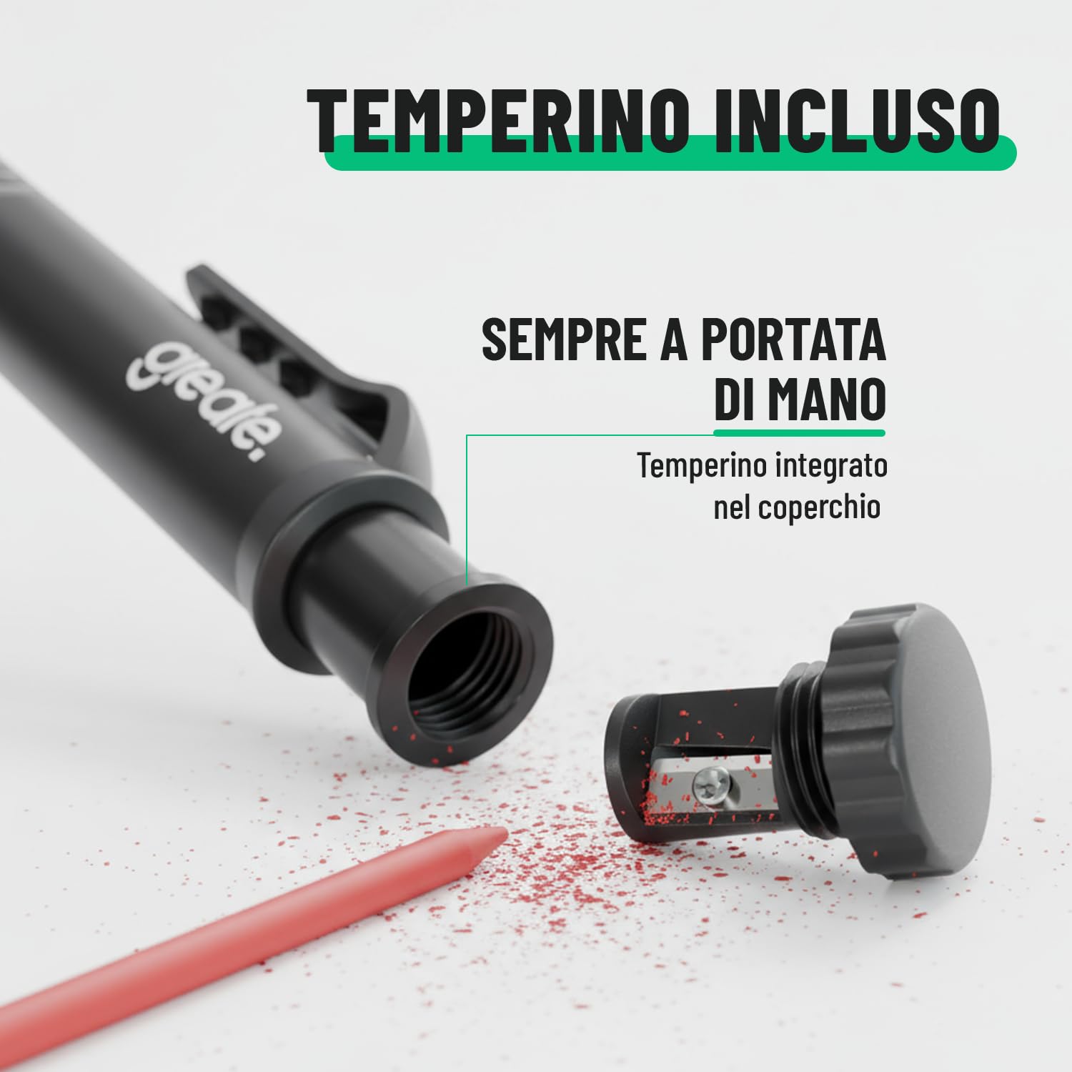 greate Marcatore a foro profondo con matite falegname, 7 mine e temperamatite - Matita da cantiere professionale per legno, metallo, plastica, piastrelle - fai da te attrezzi, accessori da lavoro