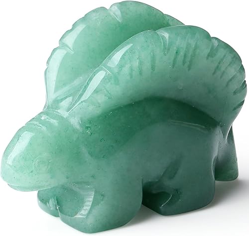 QINJIEJIE Estegosaurio de aventurina verde de 2 pulgadas, decoración de cristal de piedra curativa, figuras de piedra curativa de dinosaurio