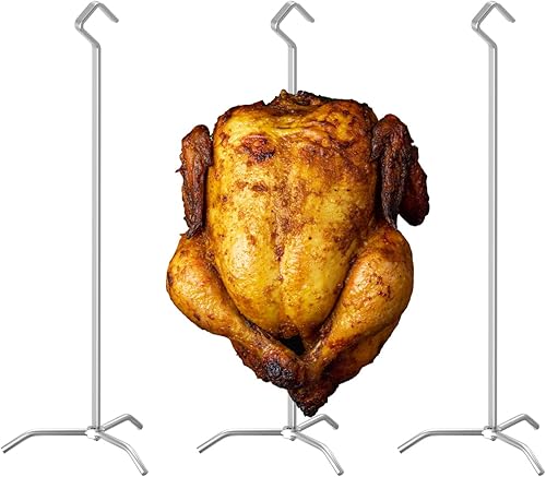 Miniatura 1 de BBQ-PLUS Soporte vertical para pavos para asar pavos para parrillas (paquete de 3 asadores de pollo)