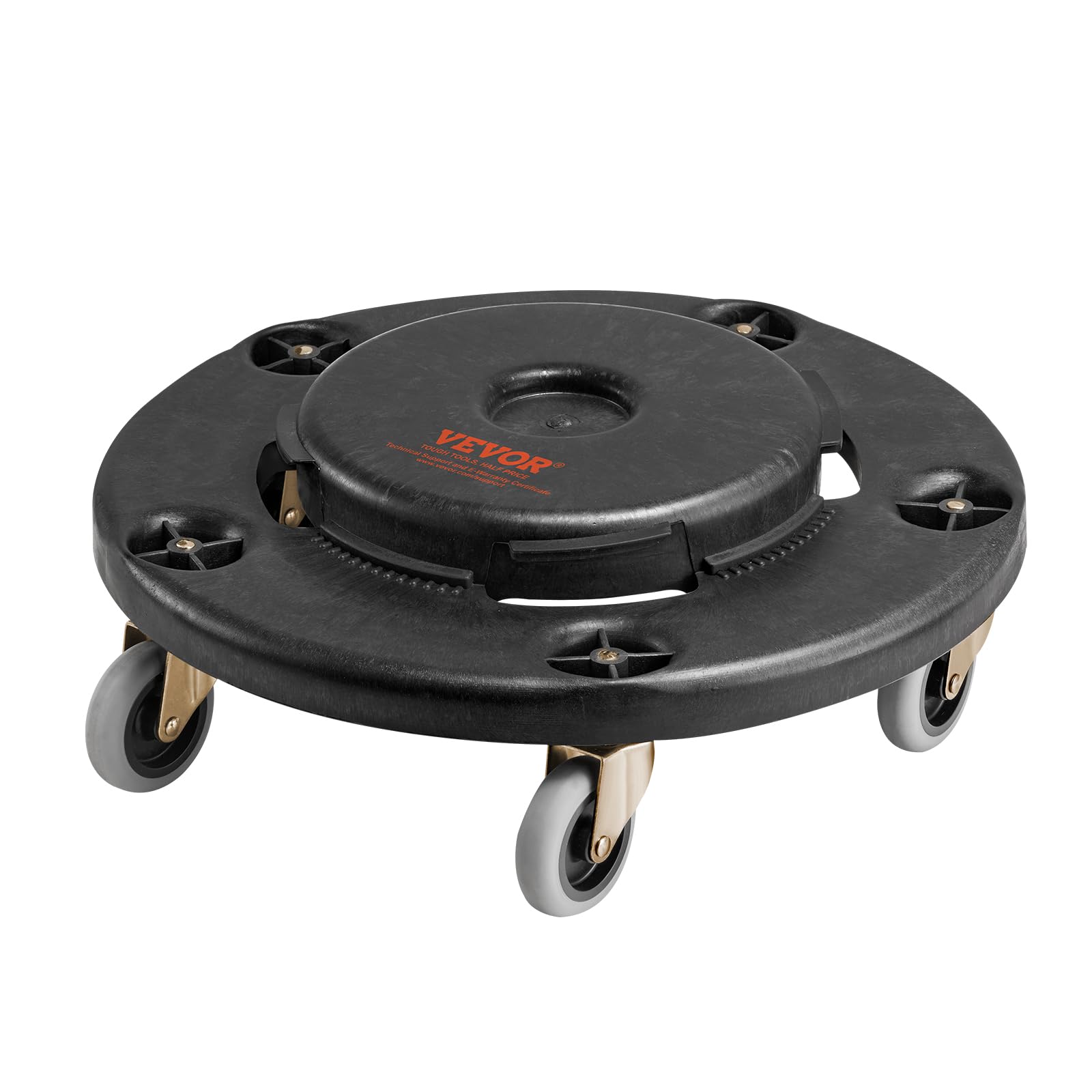 VEVOR Carrito de Bote de Basura, Base Redonda con Ruedas para Basura con 4 Ruedas Bloqueables, Capacidad de Peso de 227 kg, Carro para Barril Resistente, Carrito Rodante Multifuncional, Negro