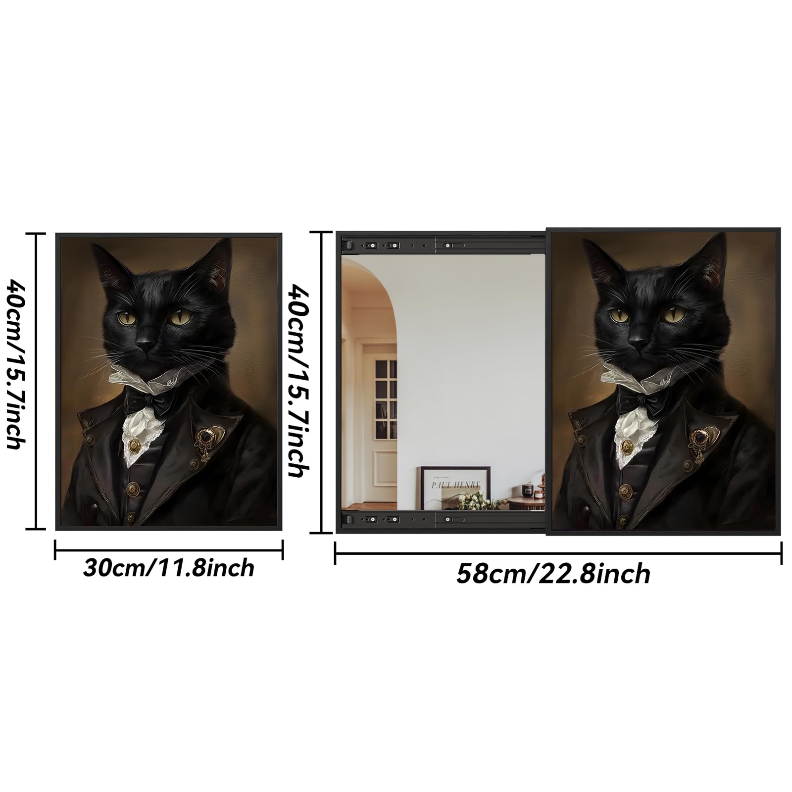 Dekorativer Wandspiegel Mit Schiebe-Motiv – Katzen-Herzog Design, 30 X 39,9 Cm