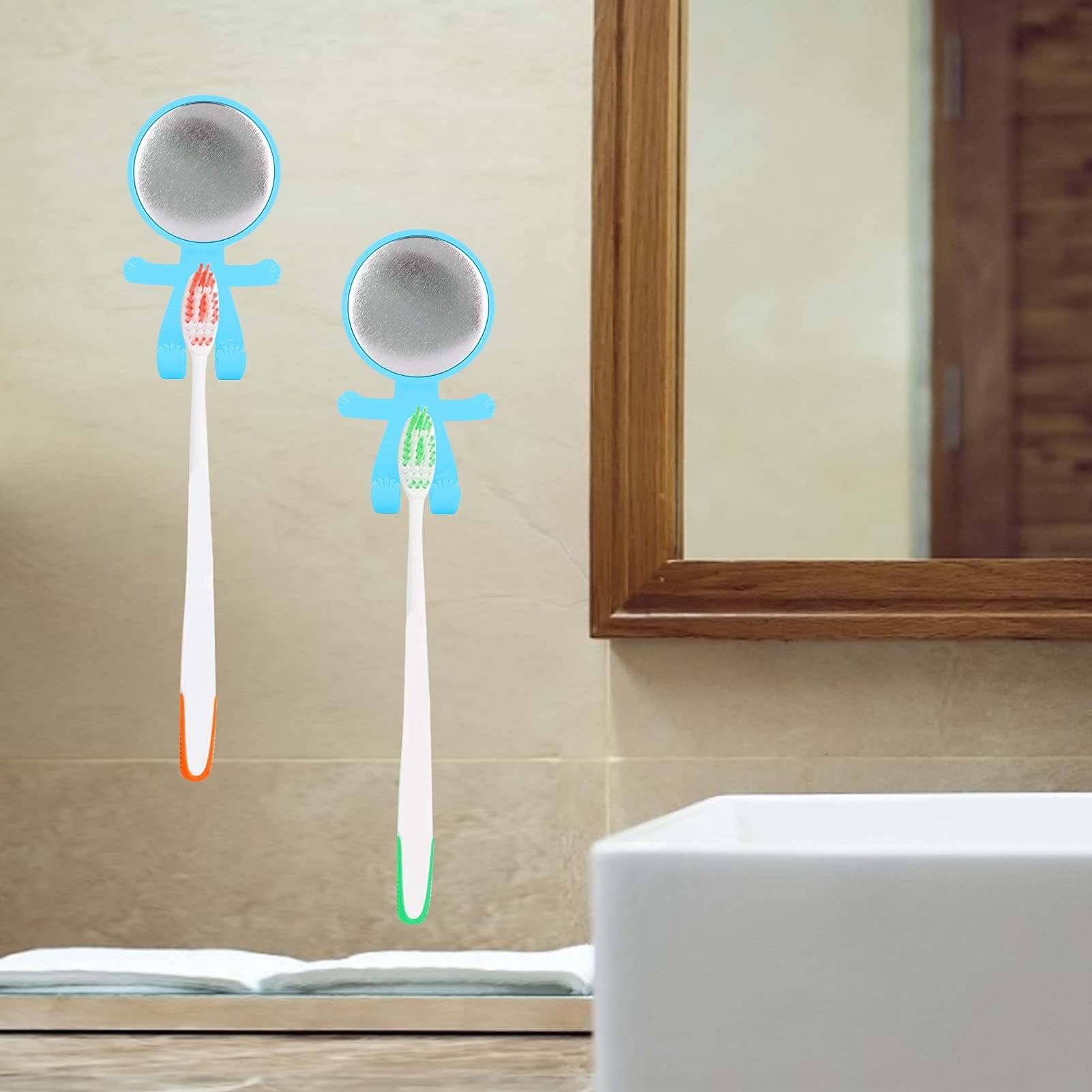Set di 50 ganci porta spazzolino da denti da 58 mm, kit di forniture per la creazione di badge, set di custodie vuote fai da te con design a forma umana, per bagno, cucina, organizzazione e progetti