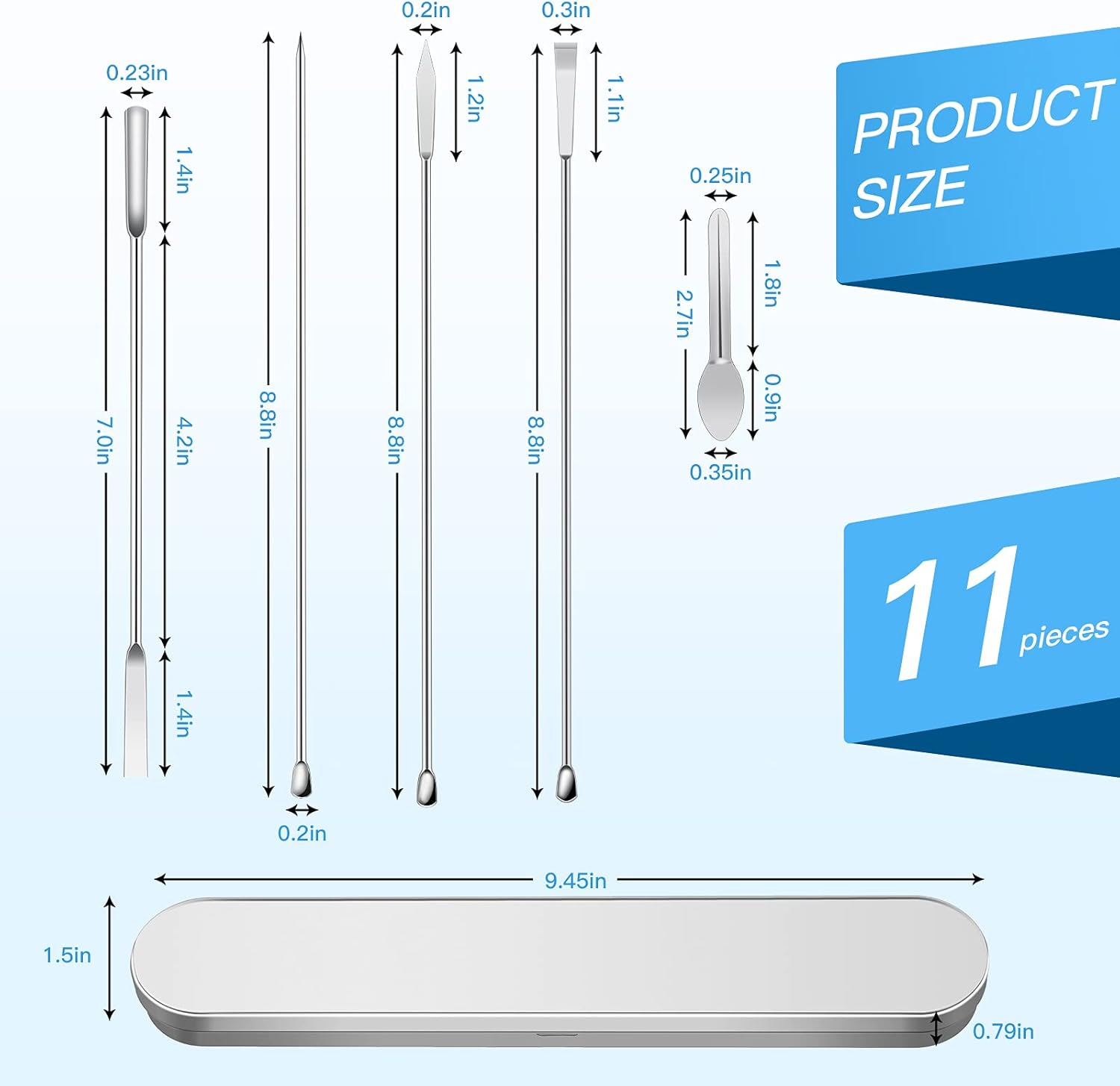 9 Pieces Stainless Steel Lab Spatula Micro Scoop Set with Container Box Capsule Filling Spatula Micro Lab Spoon for Fast and Easy Gel Cap Capsule Filling Pill Filler Machine : Industrial & Scientific