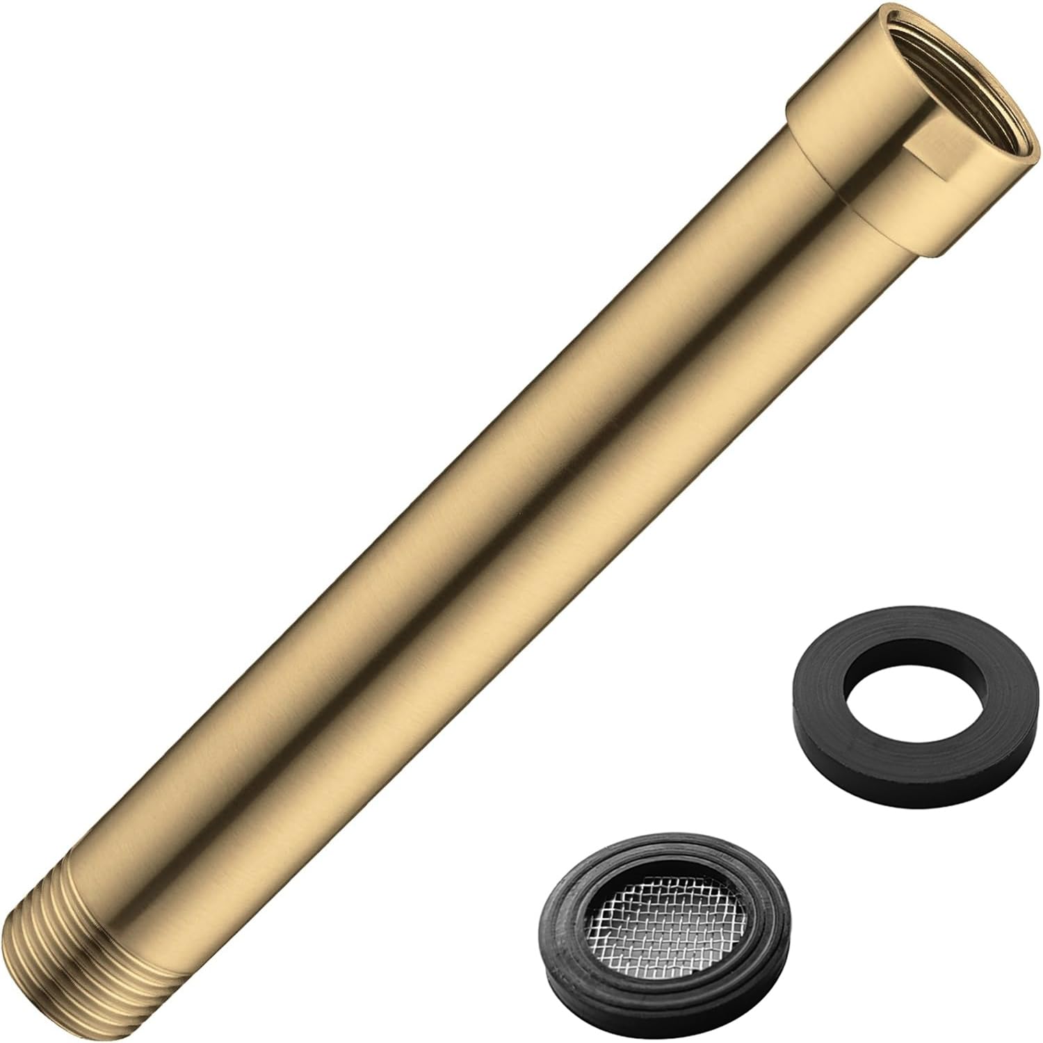 HOMYEP Shower Arm Extender 6 Inch Straight Extension Pipe Arm for Rainfall and Handheld Shower Head, Female to Male NPT 1/2 Inch, Brushed Gold