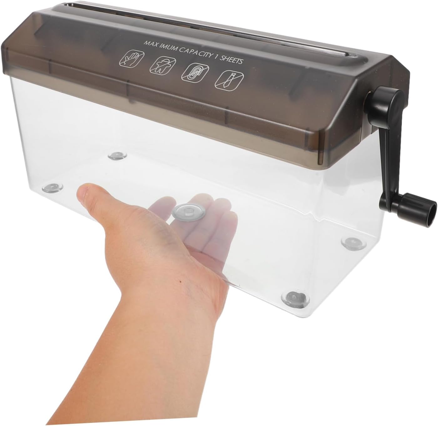 SHINEOFI Portable Manual Paper Shredder Desktop Shredder with Crank Sturdy PP and Steel Build for Home and Office Quiet Strip Cutting Tool for Documents Privacy Protection Space-Saving
