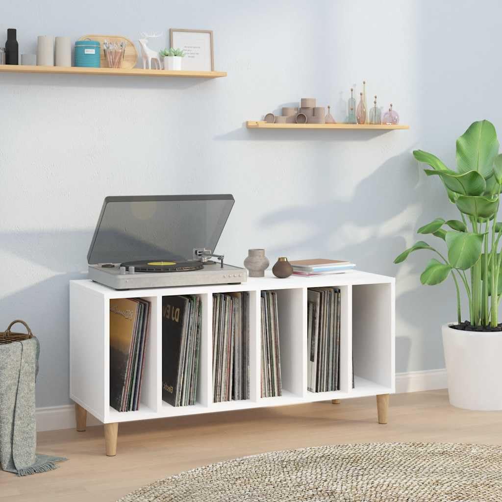 Générique Armadio a dischi in vinile bianco 100 x 38 x 48 cm in legno di ingegneria, mobile portaoggetti per LP con piano robusto per giradischi, ideale come mobile TV o armadio laterale.