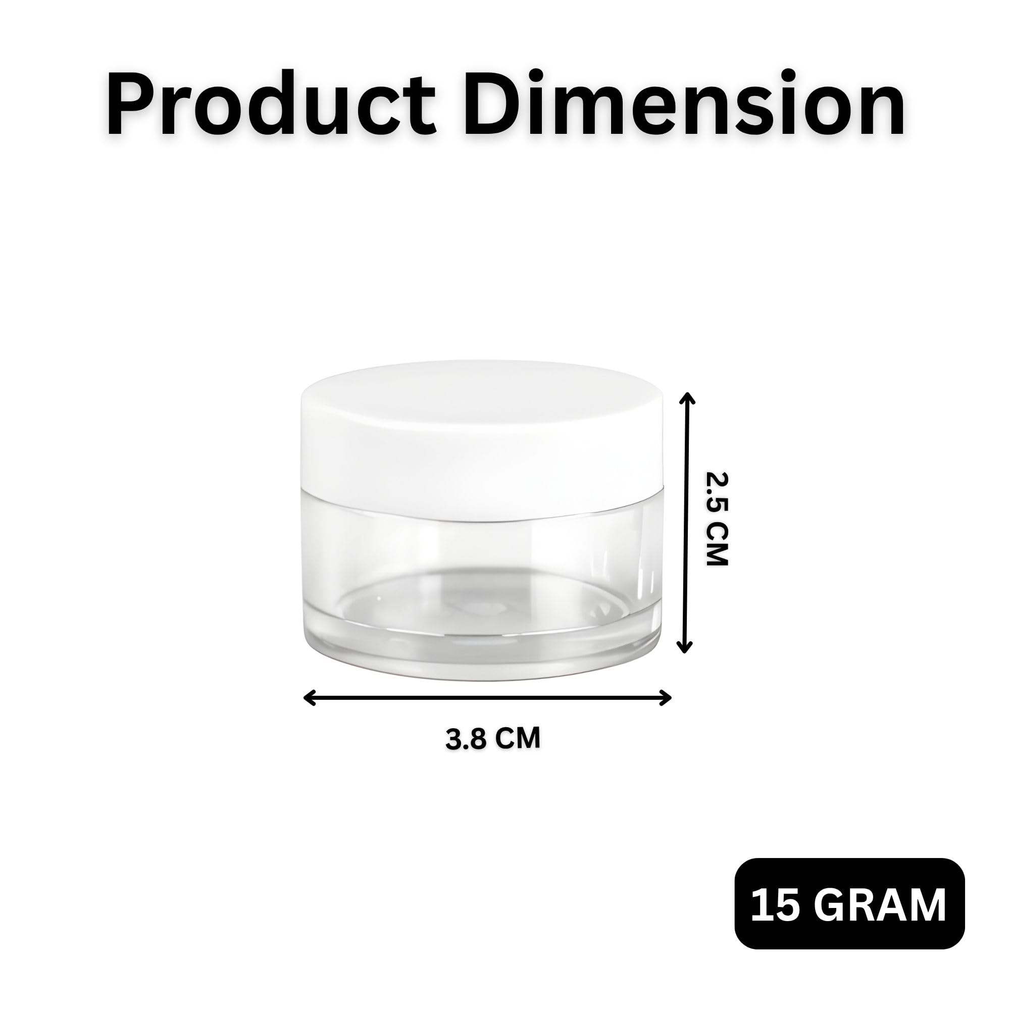 Hian Refillable Cosmetic Jars Pack of 3 (15GM, 3.8x2.5 CM) BPA-Free Acrylic Cream Containers with Leakproof White Lids, Mini Travel Storage for Lotion, Balm, Makeup & Skincare 1