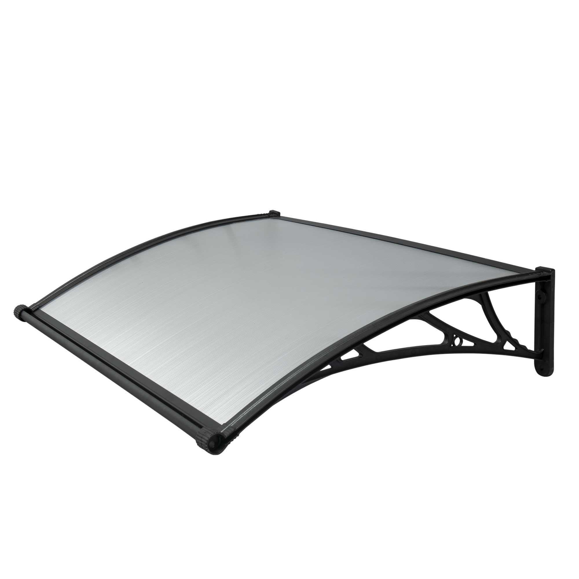 WERKA PRO Marquise en Polycarbonate Forme Arrondie 80 x 150 cm 5 mm Noir