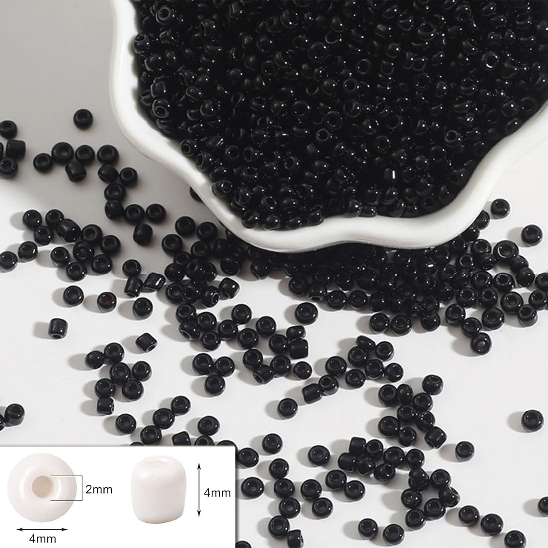 Gkelaly 2000Pcs Black Glass Seed Beads Bulk for Jewellery Making 4mm 6/0 Small Pony Beads for Bracelet Necklace Earring Making & Crafting - Image 2