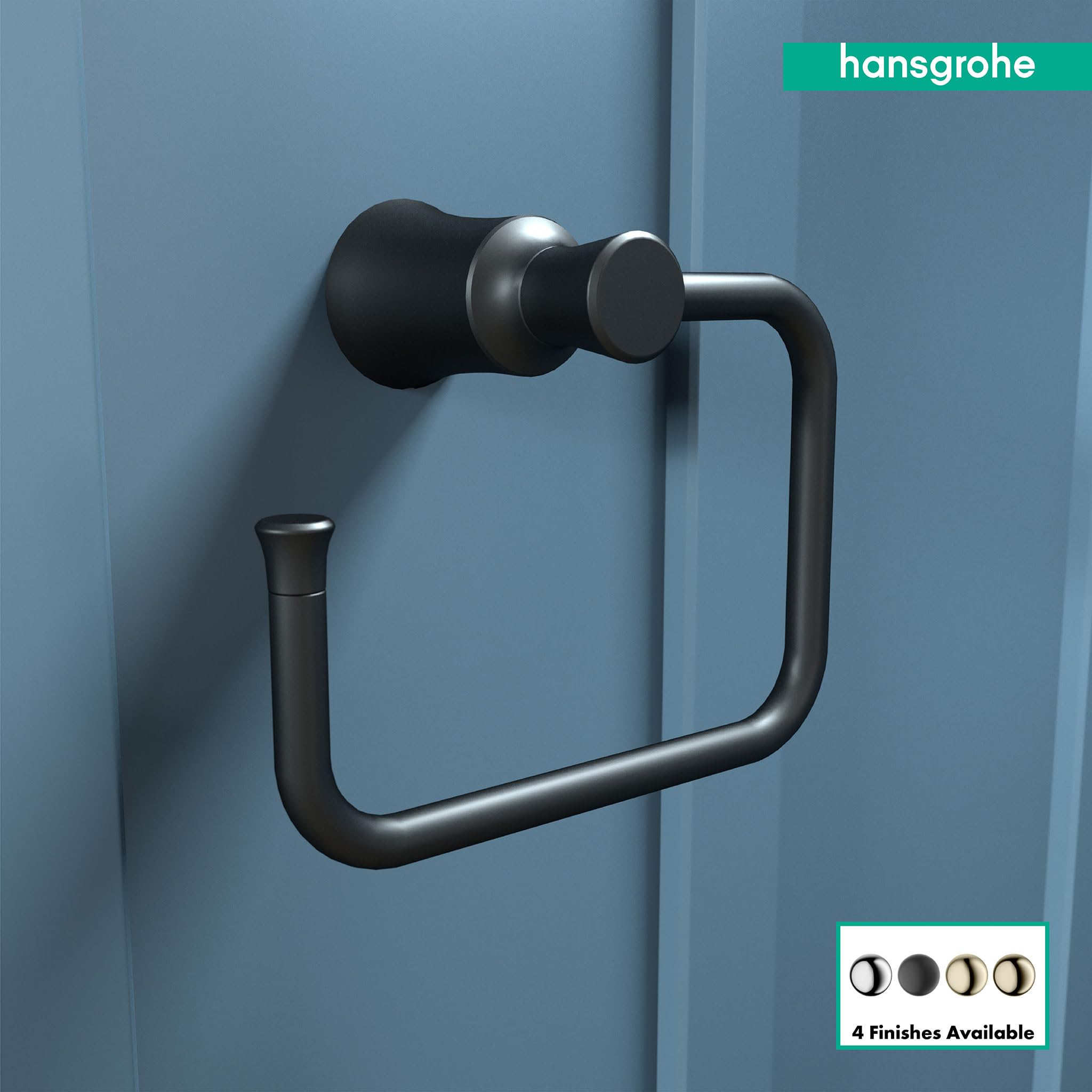 hansgrohe Towel Ring 8-inch Transitional Towel Holder in Matte Black, 04786670, 8.3-Inches Wide - Image 3