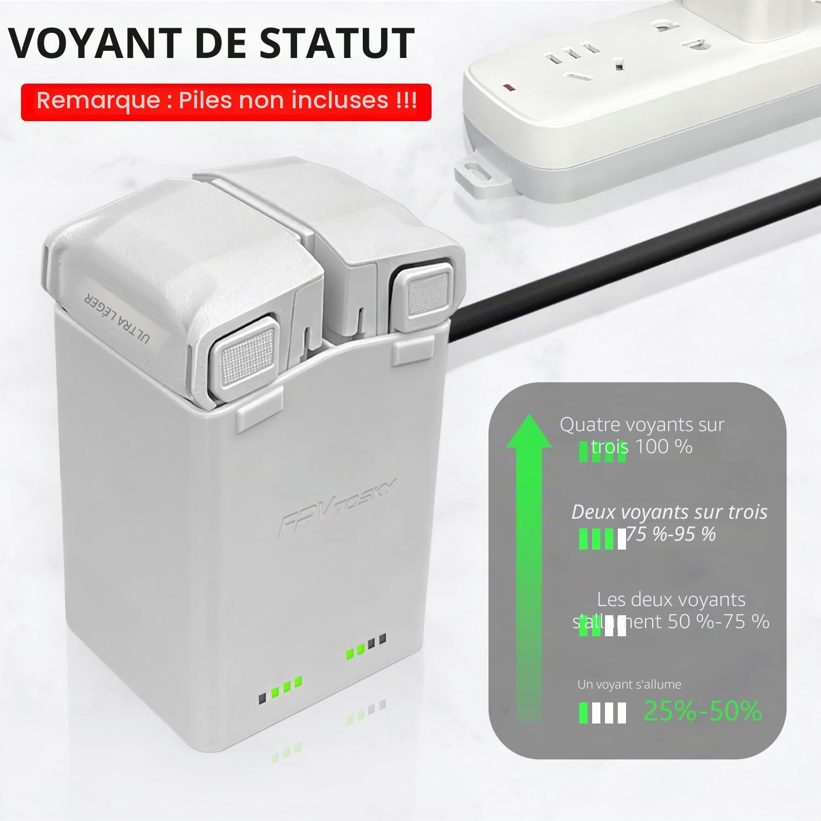 FPVtosky Chargeur de Batterie pour DJI Mini 5 Pro/4 /3Pro Accessoires, Station de Charge parallèle （Batterie Non Incluse）