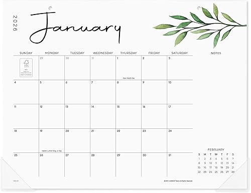 Cabbrix Calendario de escritorio 2026, calendario estético de escritorio de enero de 2026 a diciembre de 2026, el calendario perfecto de