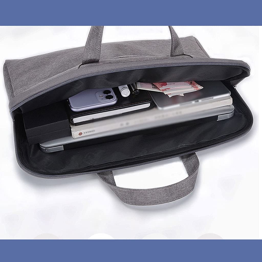 Cartelle portadocumenti Borse di business borse da ufficio Borse a doppio strato Borse di tela a doppio strato Borse da computer A4 File File Pocket con cerniera Pocket (Nero / Grigio) Borsa porta doc