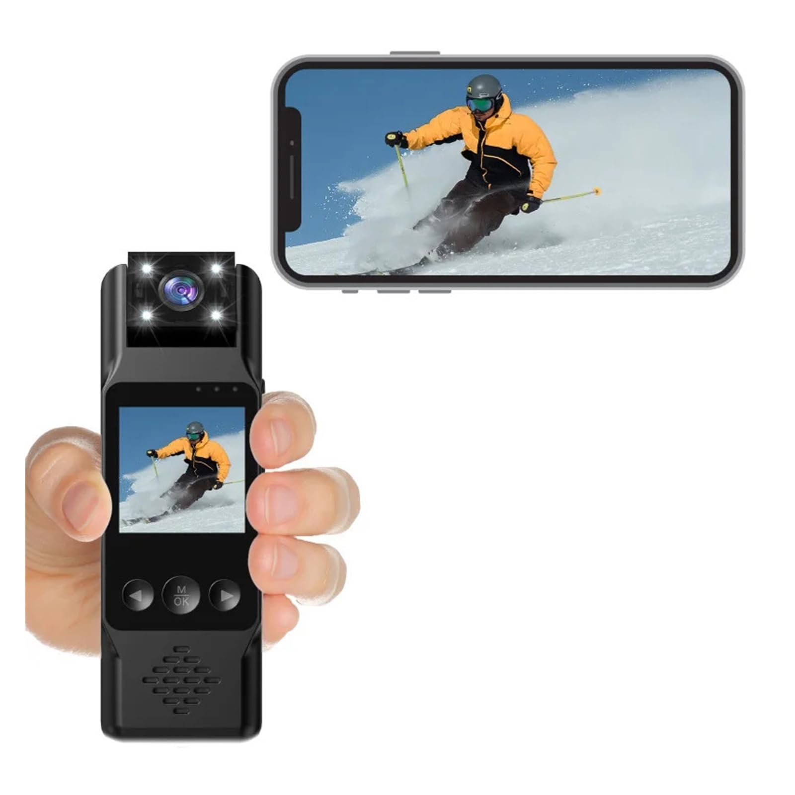 Caméra de sport portable 4K avec vision nocturne et clip magnétique