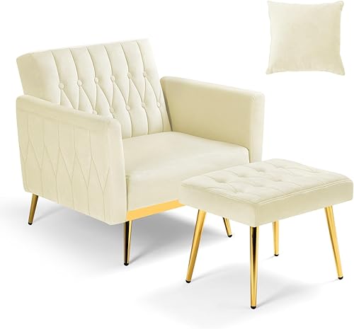 Miniatura 83 de Silla decorativa de terciopelo con reposabrazos y respaldo ajustables, sillón reclinable con botones, sillón reclinable individual con otomana y una