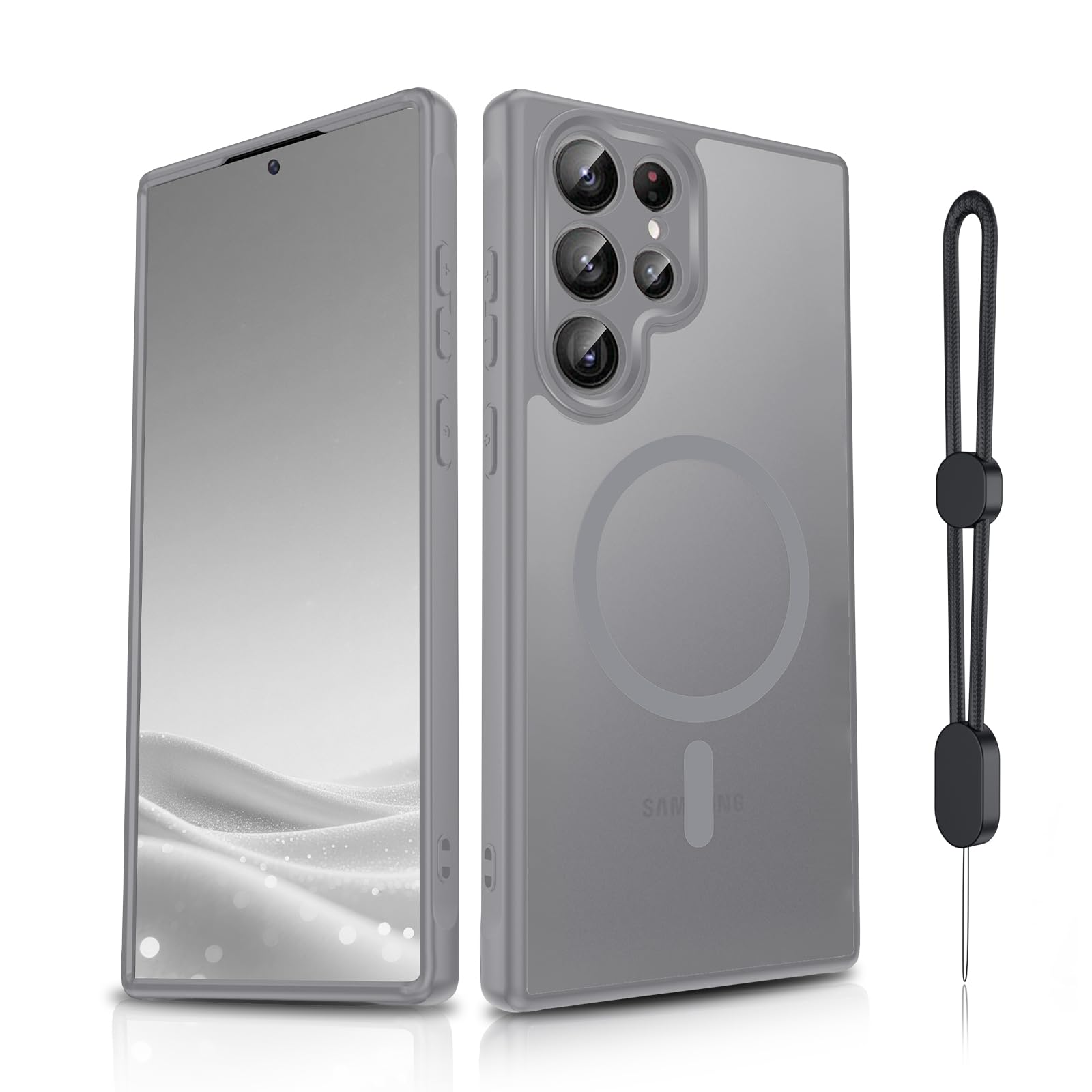 Dizn for Samsung Galaxy S22 Ultra Case:[𝐍𝐨𝐭 𝐅𝐢𝐭 𝐒𝟐𝟐] Compatible with MagSafe, S22 Ultra Case Silky Soft Touch,with Strap,Military Protective,Funda para S22 Ultra 5G,Grey