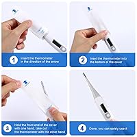 Vista 2 de 200 piezas de sonda digital segura cubierta electrónica universal desechable para lectura precisa sanitaria oral oído axila recta termómetro recta