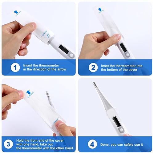 Miniatura 2 de 200 piezas de sonda digital segura cubierta electrónica universal desechable para lectura precisa sanitaria oral oído axila recta termómetro recta