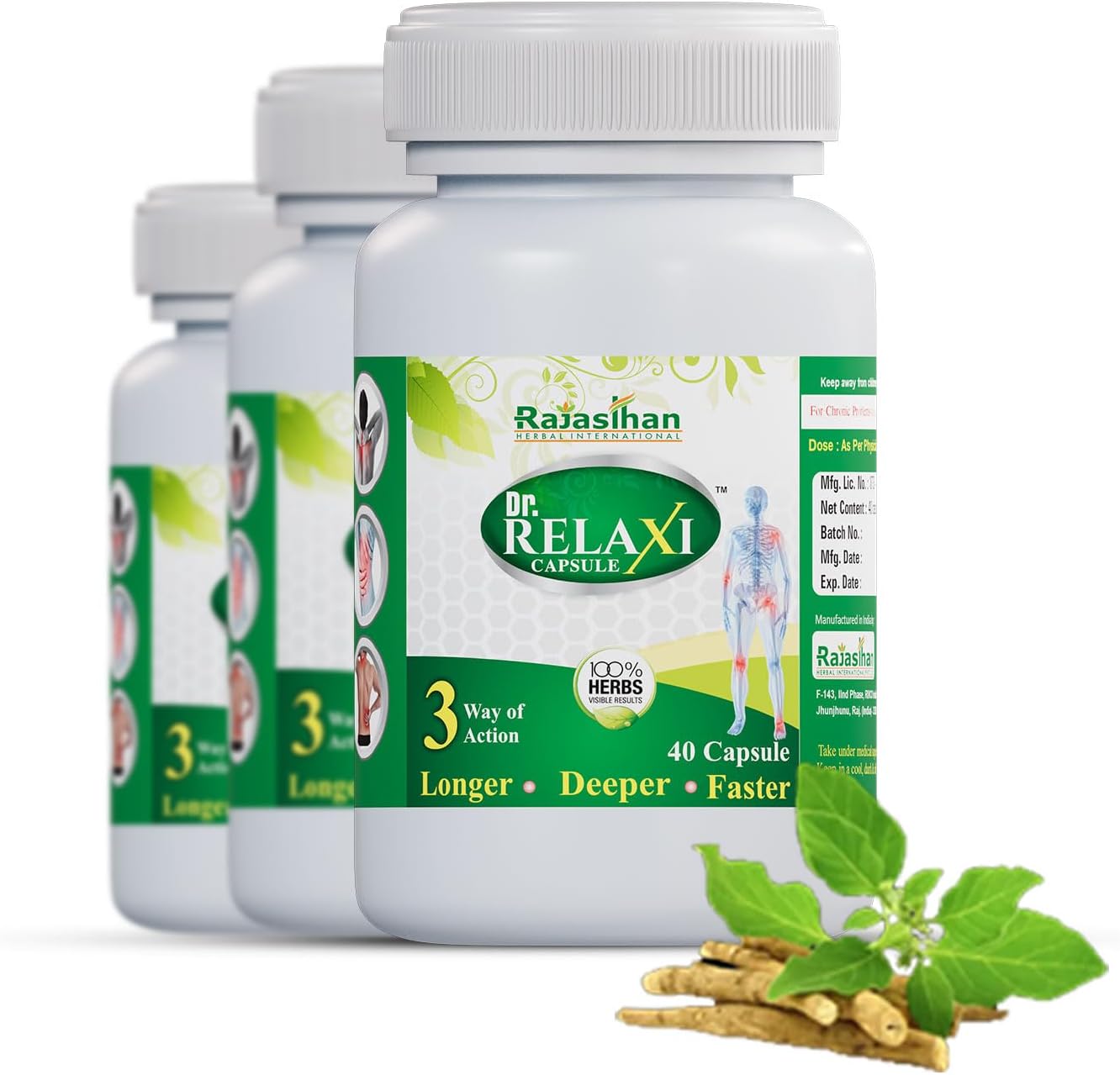 Dr Relaxi Capsule | Ayurvedic Pain Relief Capsule for Back Pain, Knee, Joint & Muscle Stifness | | 100% Safe & Natural Knee Relief Products | No Side Effects (Pack 3)