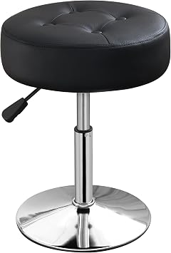 Black Swivel Vanity Stool Vanity Chair for Makeup Room Adjustable Ottoman