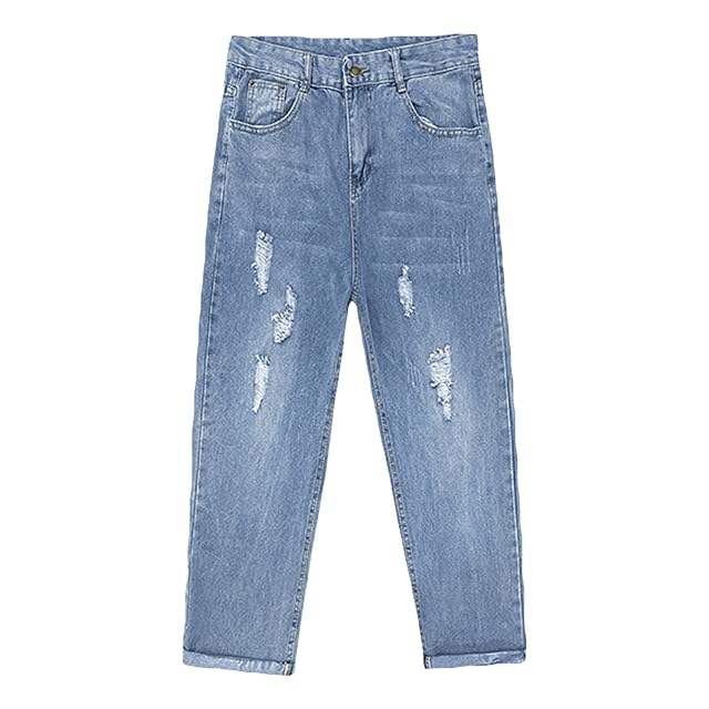 Maiyifu-GJ Ripped Distressed Jeans for Men Slim Fit Straight Leg Crop Denim Pants Destroyed Regular Fit Casual Jean