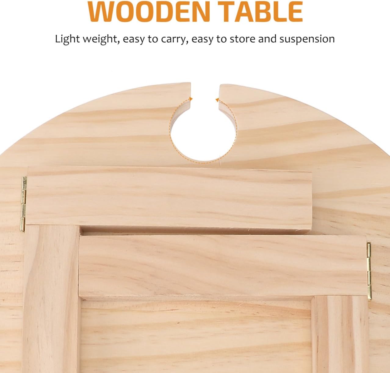 Portable Wooden Picnic Snack Table for Outdoor Camping and Beach Use, Round Serving Desk with Glass Holder, Lightweight and Foldable Wood Table for Travel and Barbecue