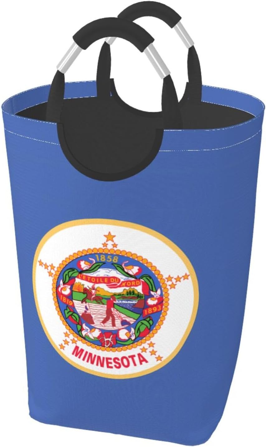 Minnesota State Flag Foldable storage bag, 50L capacity, suitable for laundry room, dormitory bedroom, dirty clothes storage basket.