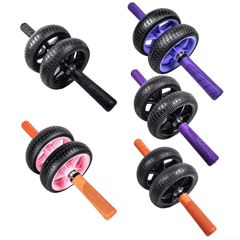 Rueda de abdominales sin rebote con neumáticos de goma dobles para entrenamiento central y construcción muscular del estómago, rodillo de ejercicio resistente para gimnasio en casa, equipo de fitness