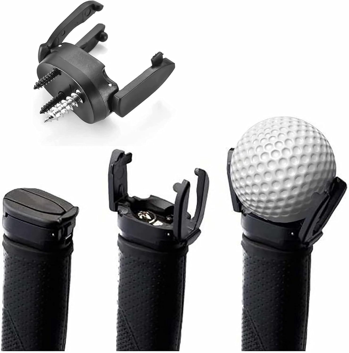 Golf Ball Pick Up Retriever Golf Ball Putter Retrievers Accessories Tool Mini Foldable Nylon Plastic Claw Grabber Lightweight/Durable Sucker Golf Accessories Tool,Black 4Pcs