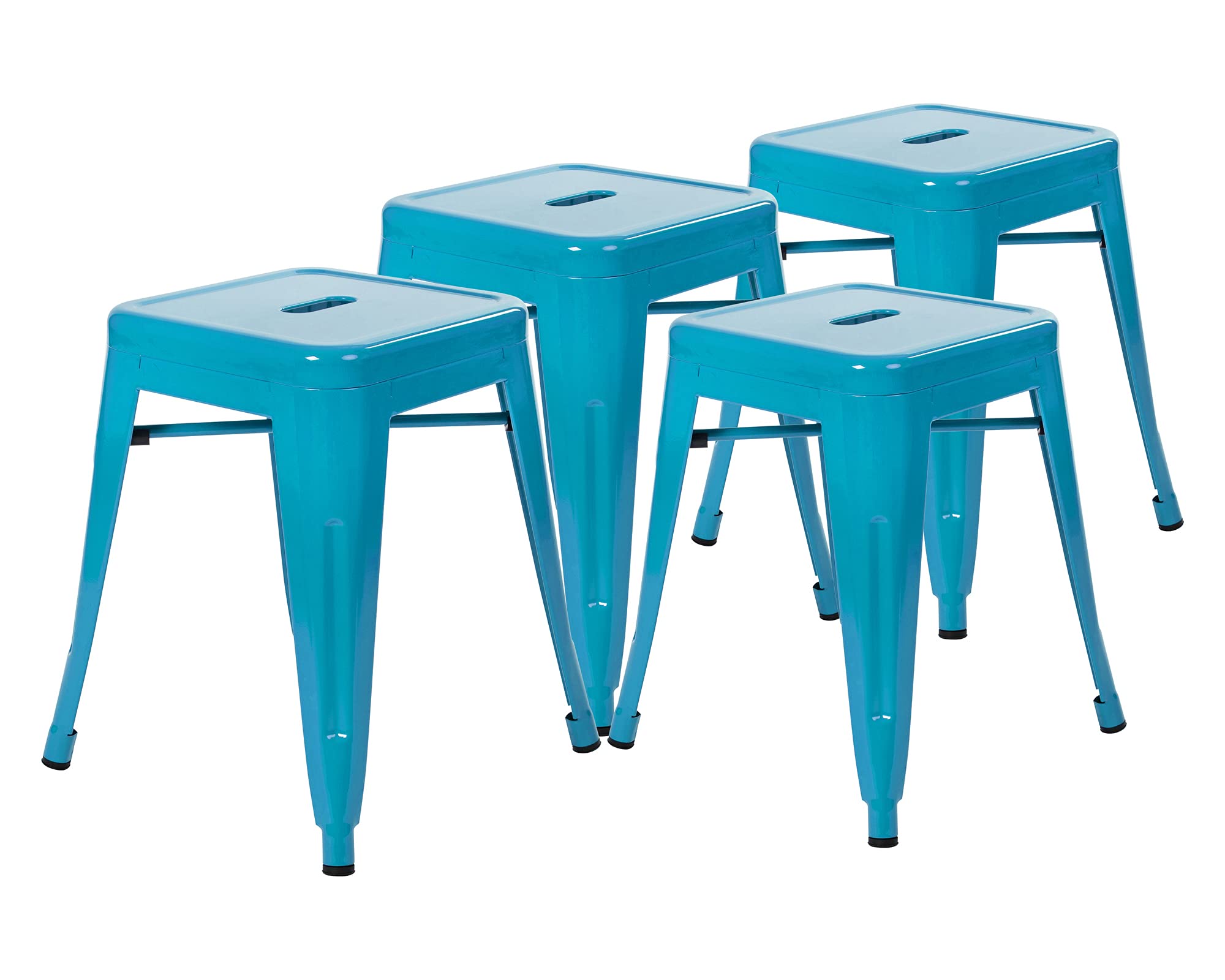 Photo 1 of 2 of 4 Only*****Flash Furniture Metal Dining-Table Height Stool - Backless Teal Commercial Grade Stool - 18 Inch Stackable Dining Chair - Set of 4