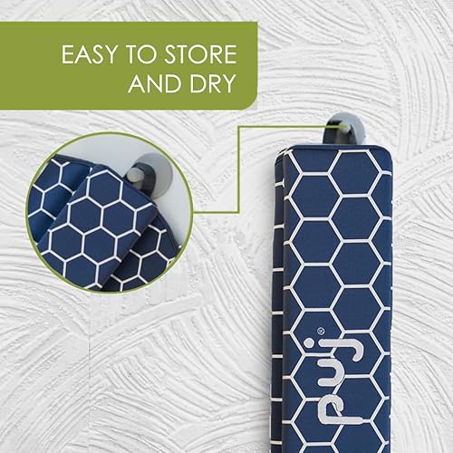 Miniatura 5 de Puj Reposabrazos de panal azul marino, con ventosas, codo extra cómodo, antideslizante, cojín de baño de bebé de agarre firme con lazo para colgar,