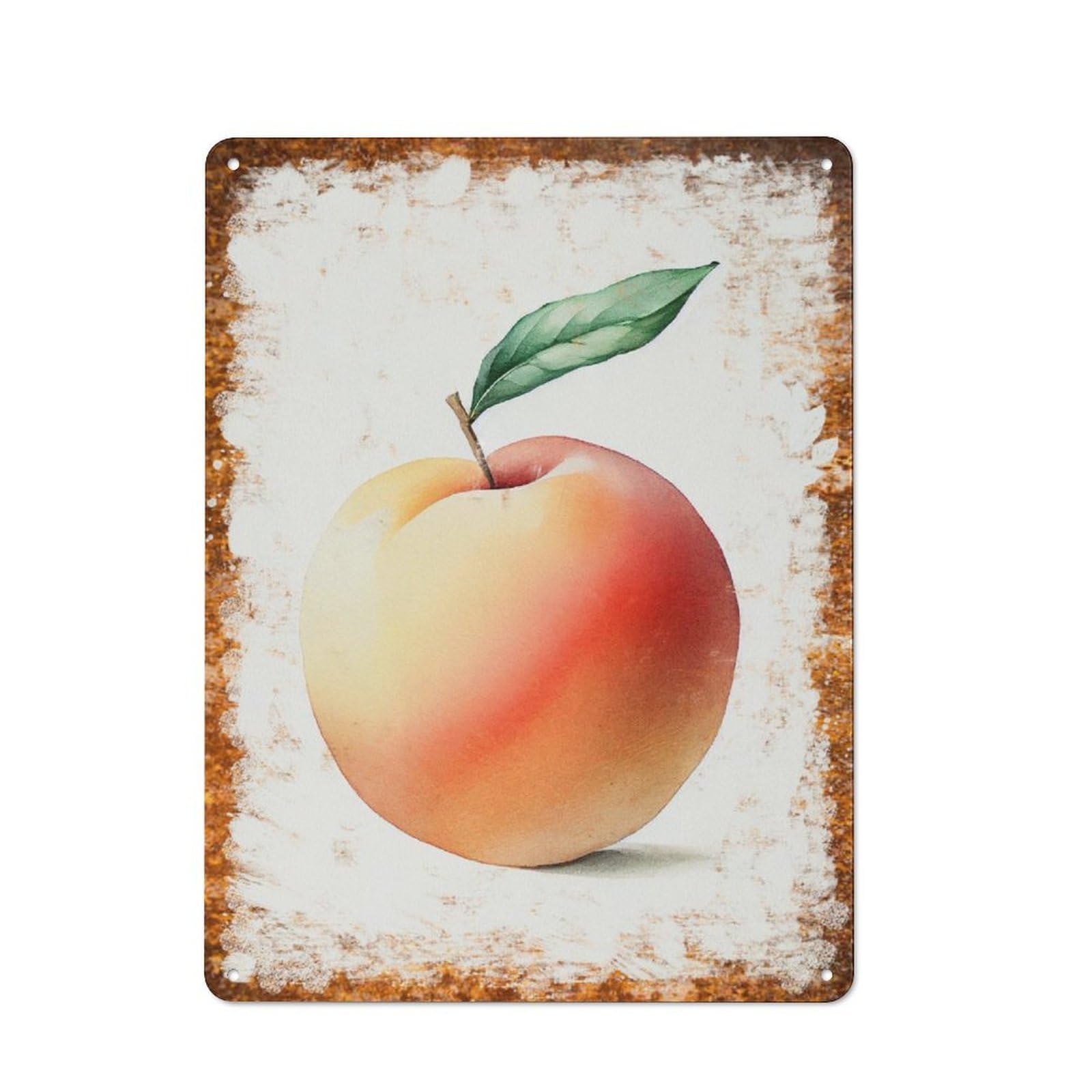 peiyeety Metal Tin Sign Peach Watercolor Pattern Vintage Rustic Wall Art Kitchen Bathroom Bedroom Living Room Cafe Farmhouse Entryway Office Garage Home Bar Laundry Room Porch Patio 8x12 Inch
