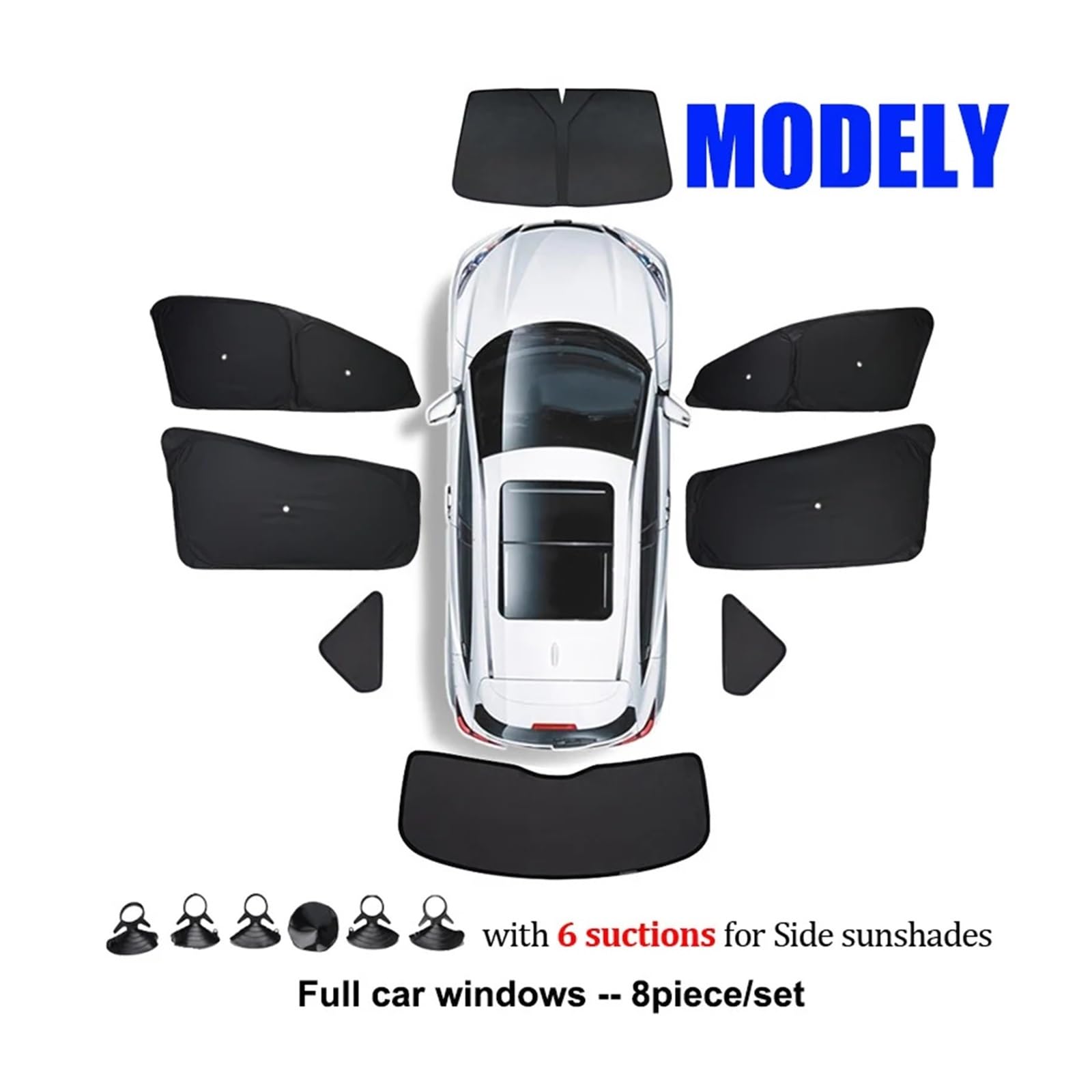 Tendina Auto Laterale Per Tesla Per Il Modello 3 Y Juniper Highland 2021-2026 Auto Finestrini Laterali Parasole Ventose Anteriore Parabrezza Posteriore Privacy(New MY Full 8PCS)