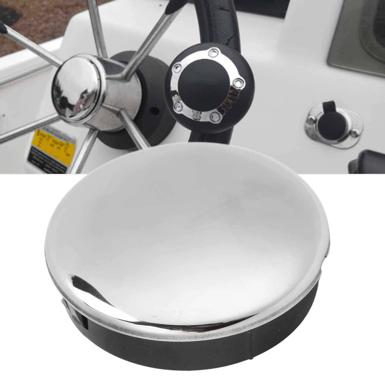 Tappo Centrale del Volante per Barca, Coperchio Centrale del Volante Marino, Hardware Marino 2,5 Pollici/6,35 Cm ABS in Acciaio Inossidabile 316 a Scatto per Accessorio per Yacht