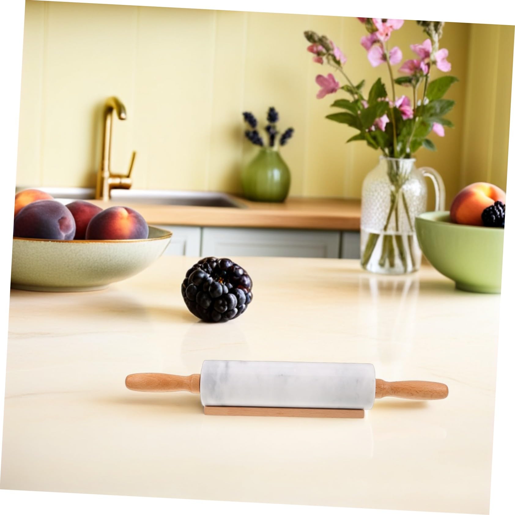 ARTIBETTER 3 Piezas Rodillo de Mármol para Repostería Rodillo Pequeño Antiadherente de Alimenticio para Masa Pasta Pizza y Pan Herramienta Resistente y Ergonómica para Cocina Doméstica y