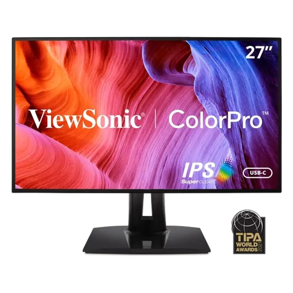 ViewSonic VP2768a 27-Inch IPS 1440p Monitor with Advanced Ergonomics, 100% sRGB Rec 709, 14-bit 3D LUT, Eye Care, 90W USB C, RJ45, HDMI, Daisy Chain for Home and Office