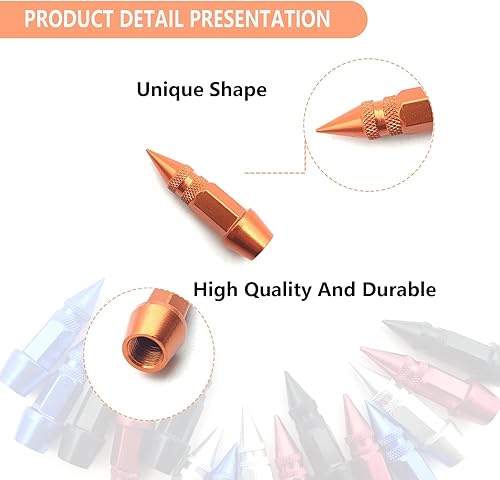 Miniatura 8 de 4 tapones de válvula de neumáticos, a prueba de polvo, tapones de válvula de aluminio con pinchos de 1.772 pulgadas, se adaptan a la mayoría de