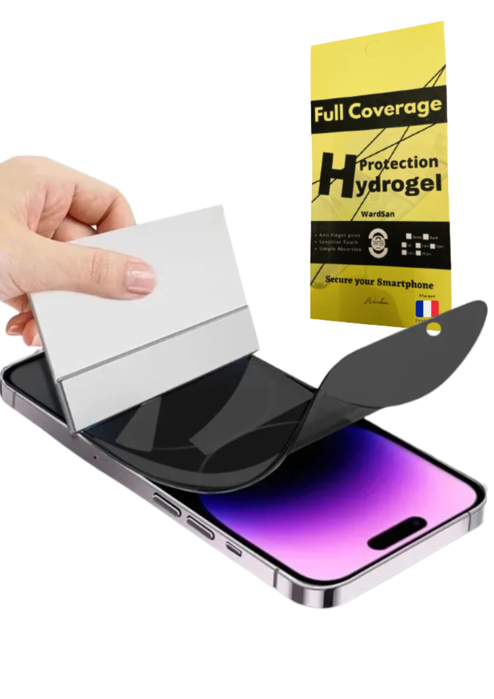 WardSan[1 pieza para iPhone 15 Pro Max 6,7" Protector de pantalla de hidrogel antiespía |Protector flexible de TPU irrompible [Compatible con carcasas] [Protección de la privacidad] (no vidrio