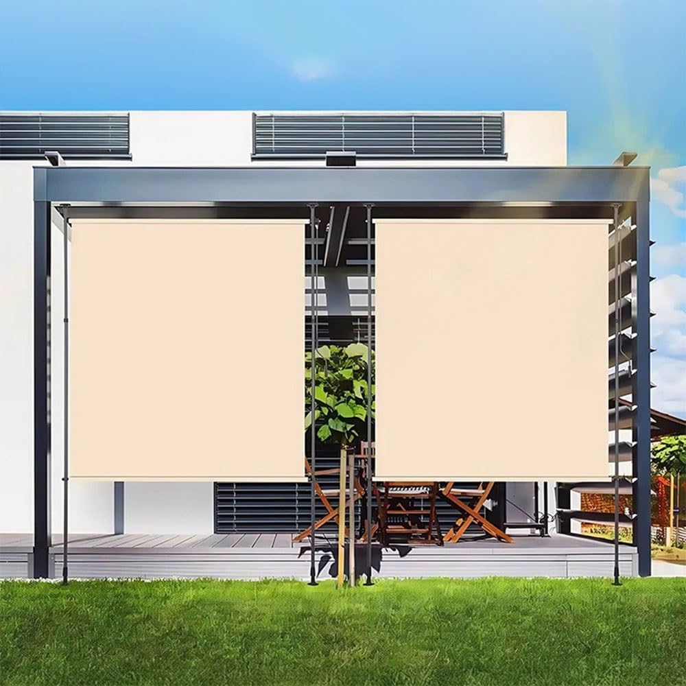 Manta de soldadura, pantalla de privacidad, protección UV retráctil para balcón y patio, impermeable, configuración sin taladros, altura y ancho ajustables, resistente al viento (3 x 2,7 m)