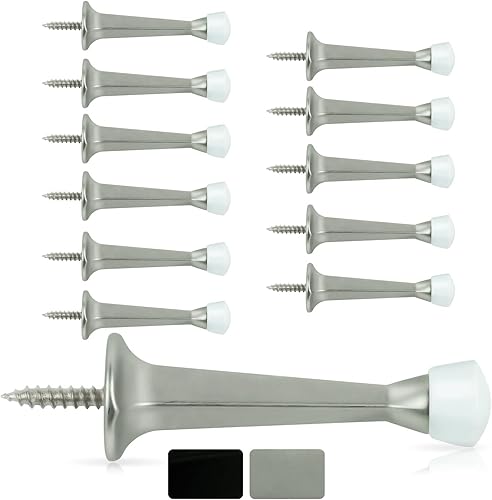 Jack N' Drill - Tope de puerta rígido de 3 pulgadas (paquete de 12)  Tope de puerta de metal sólido resistente  Evita daños en la pared y la puerta