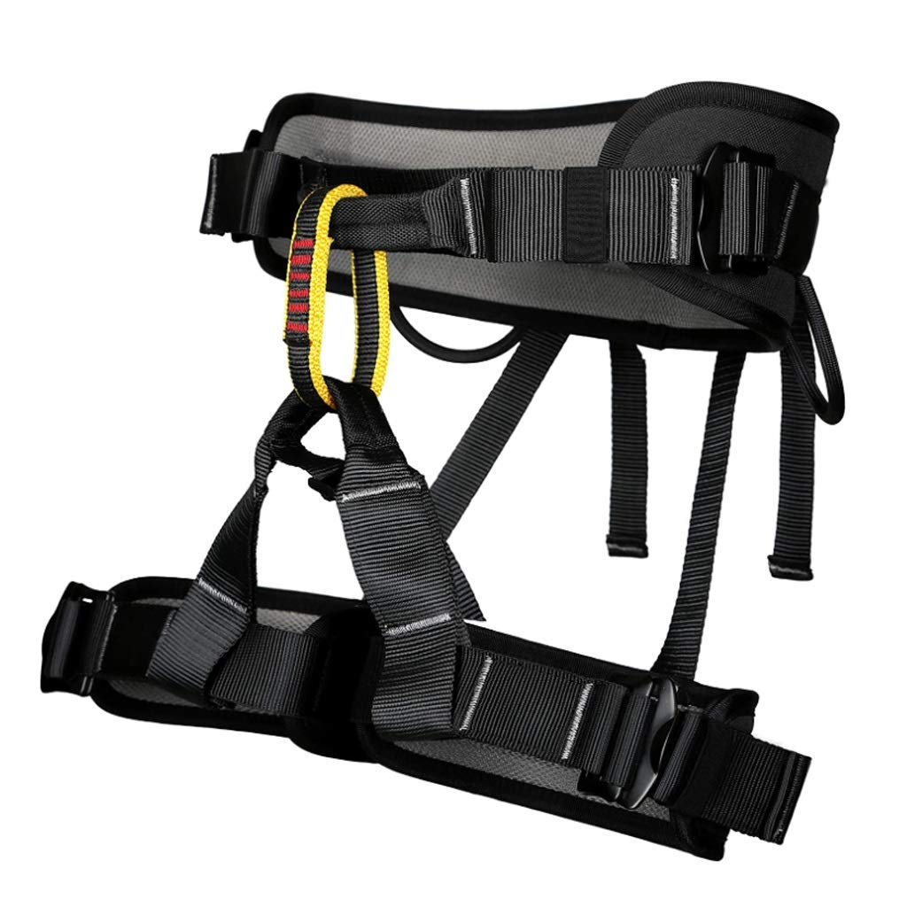 SwaYve Imbracatura Di Sicurezza per Lavoro in Altezza, Cintura Di Sicurezza Regolabile per Arrampicata su Metà Corpo Protezione Anticaduta Attrezzatura per Discesa in Corda Doppia su Roccia/Black