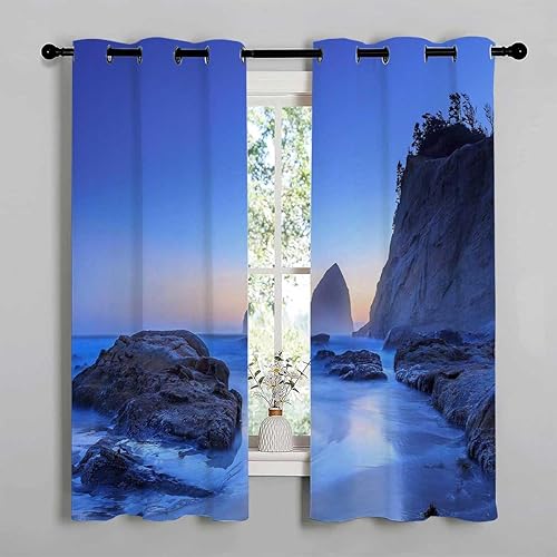 Miniatura 2 de Cortinas medias para ventanas, cortinas de paisaje marino y cielo, cortinas para puertas correderas, cortinas para Ventanas de Cuarto 55 pulgadas de