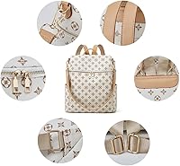 Vista 3 de Makes Mochila para mujer, mochila de viaje de piel sintética, diseño convertible con bolso, 2 piezas