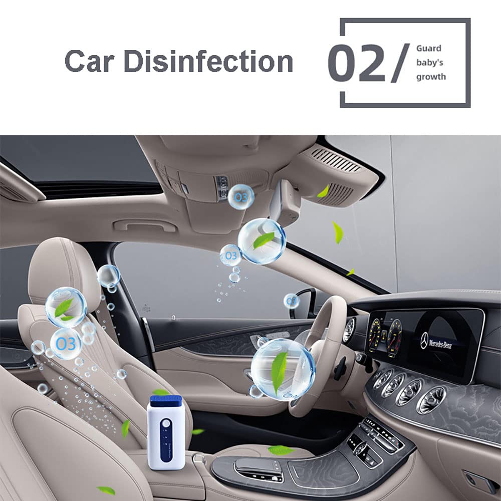 Generador de ozono Desodorante Hogar O3 Purificador de aire Ionizadores de aire portátiles con 2 interfaces para respirador Caja de zapatos Refrigerador Coche, Carga USB