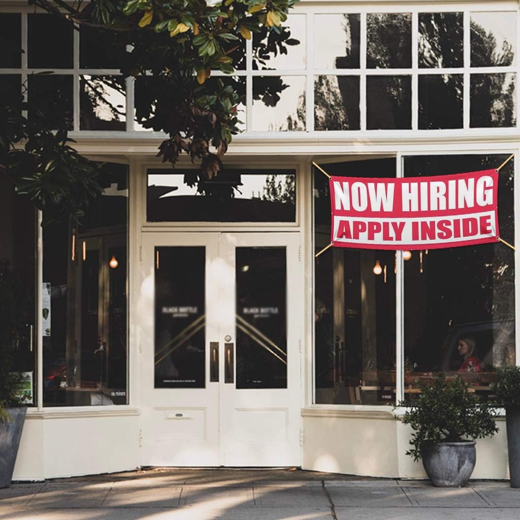 VictoryStore Banner and Outdoor Signs, NOW HIRING APPLY INSIDE Banner and 2 Sign Set, 12778